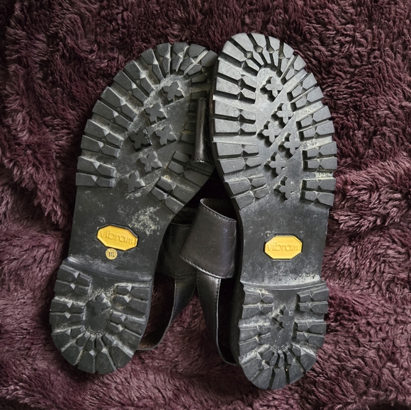 Jenny B | Black Leather Handmade Sandals Vibram Sole Sz 11.5 - Picture 5 of 6